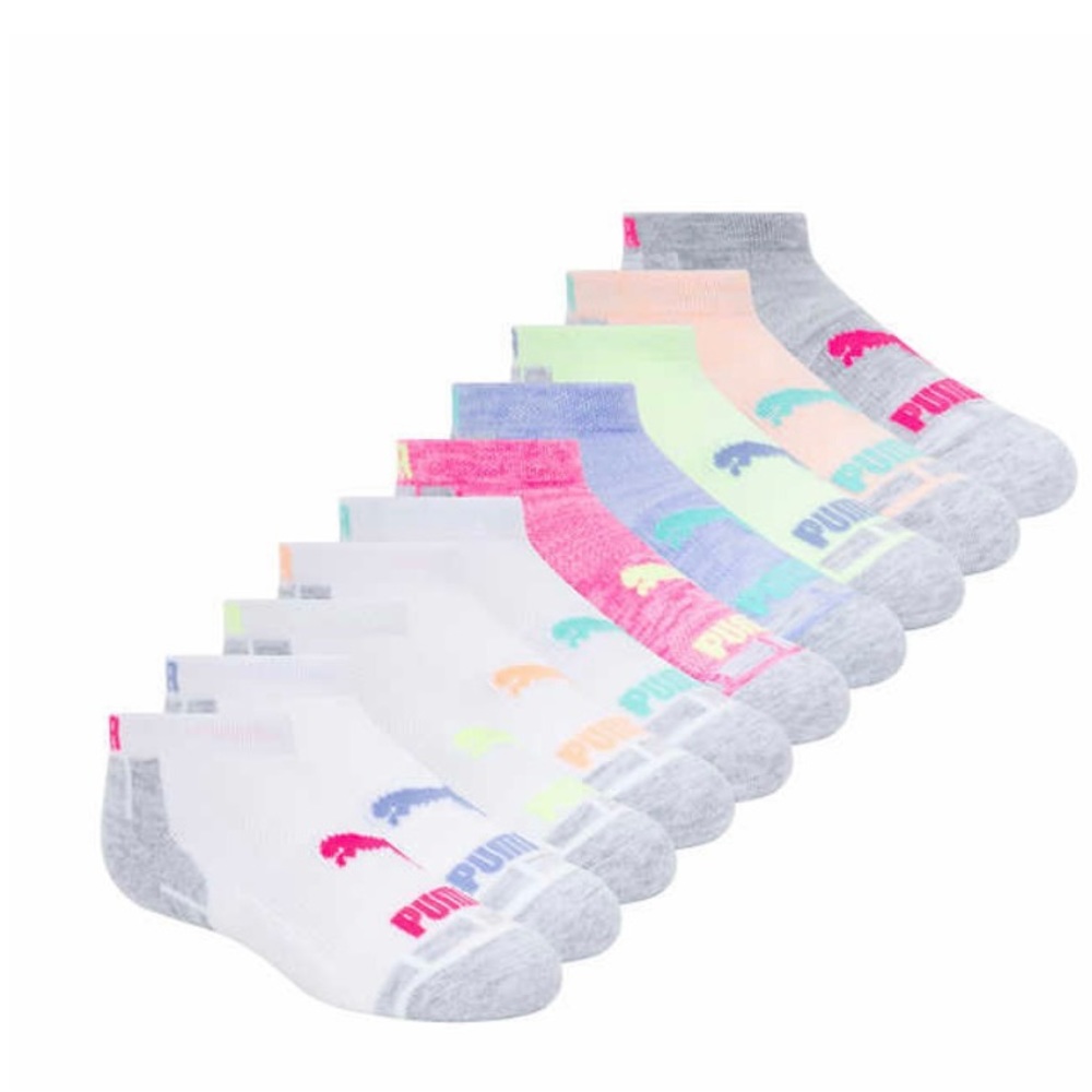 Puma Youth Low Cut Sock, 10-pair, Pink/White